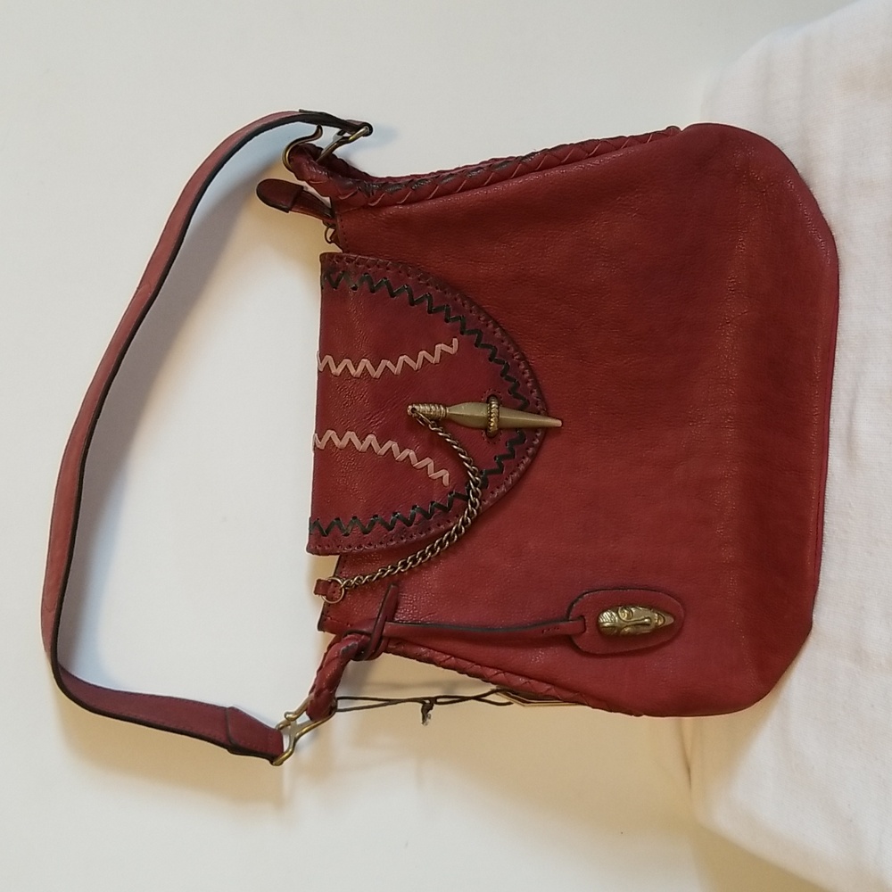 New Hidesign Maasai Maroon Leather Handbag